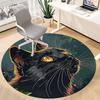1pc Black Cat Office Round Area Rug, Indoor Mat Suitable ForOffice, Under Office Chairs Bedroom Living Room Home Decor, Room Deco D003