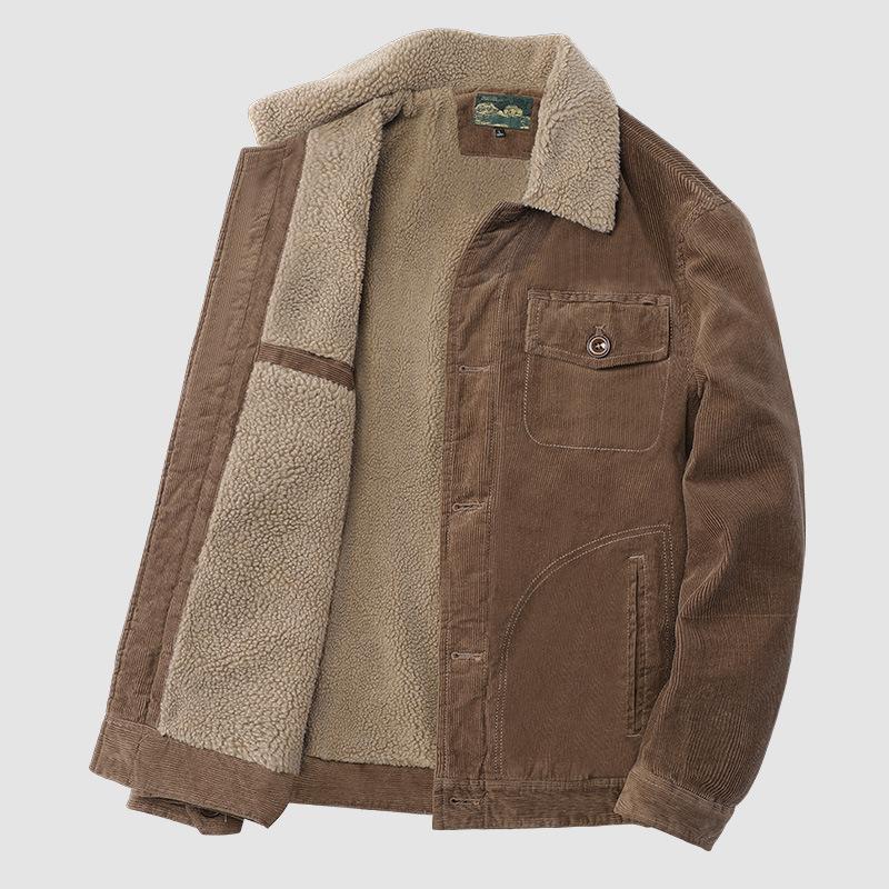 Corduroy Jacket Men's Autumn and Winter New Versatile Velvet Thickened Jacket Men's Business Casual Handsome Cotton-padded Clothes