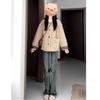 Womens Korean Fleece Jacket Solid Color Loose Fit Open Front Long Sleeve Coat