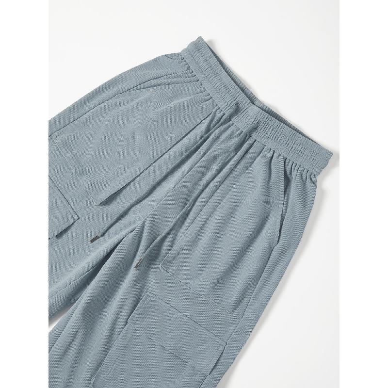 Women's Cargo Pants Spring/Summer New Wide-Leg Pants Casual Simple Tie-Waist Multi-Pocket Long Pants