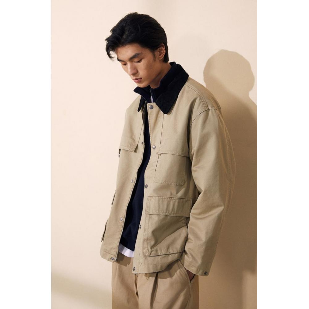 H M Loose Fit Utility Jacket Beige