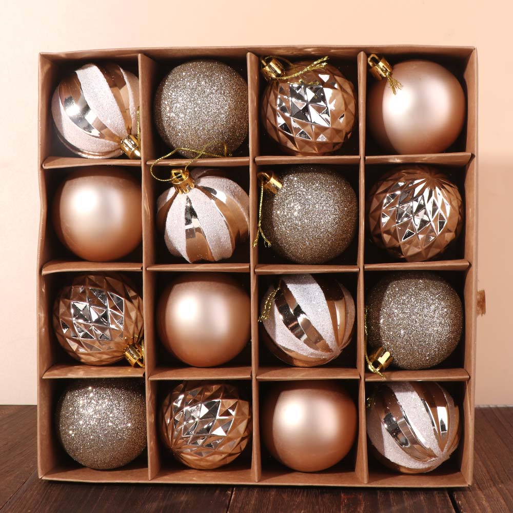 16pcs Shatterproof Electroplated Hanging Balls Champagne Xmas Tree Pendants  Wedding Party