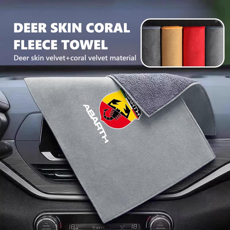 For Abarth Microfiber Towel Car Drying Towel Auto Plush Wash Towel Car Cleaning FR FIAT 500 Doblo Tipo Panda Ducato Punto Stilo