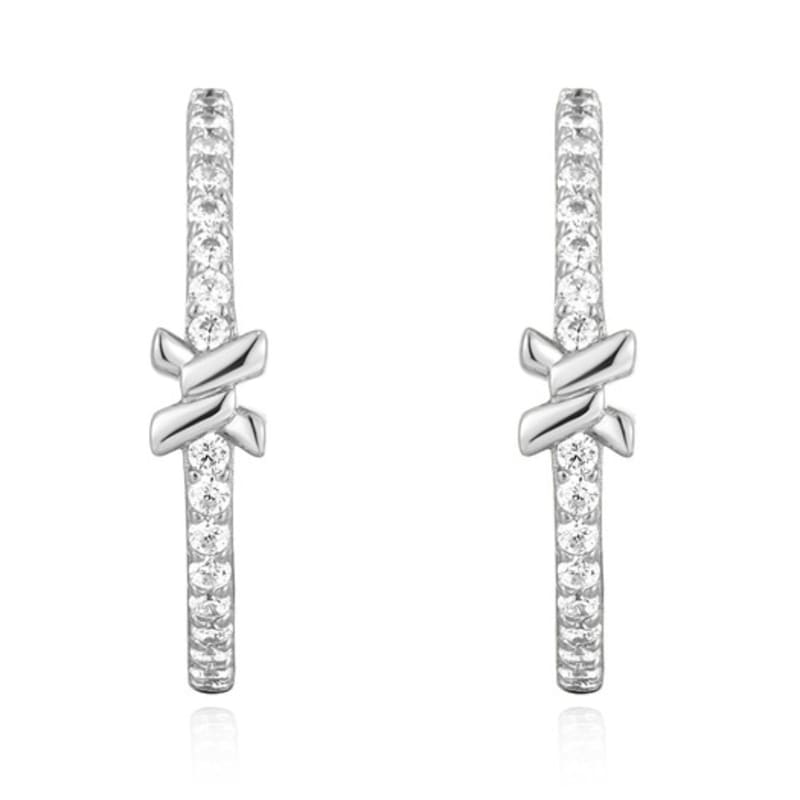 ANIA HAIE Silver Cross Hoop 925 Silver Ring Earrings E061-14H
