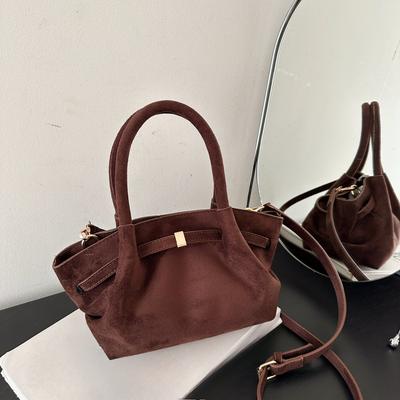 Neue Design Handtasche für Damen Wildleder Tragbare Tragetasche Vintage Flügel-Tasche Gefaltet Große Kapazität Unterarm-Schultertasche