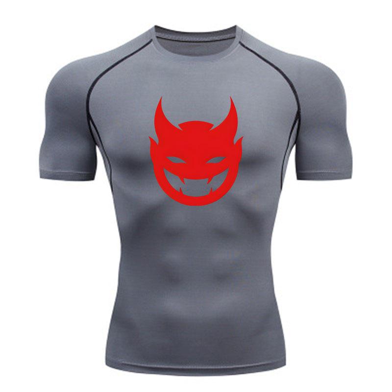 Men's Compression Fitness Athletic T-Shirt, Red Demon Devil