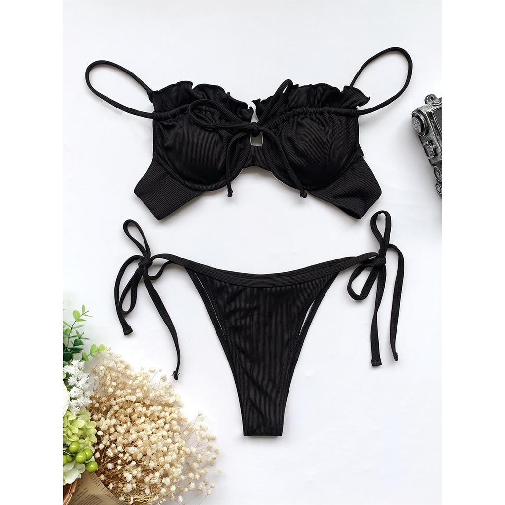 Femmes Bikini Push Up 5 couleurs maillot de bain maillot de bain pour femme Sexy Bikini ensemble à volants Biquini Micro Bikini Biquini maillot de bain maillot de bain