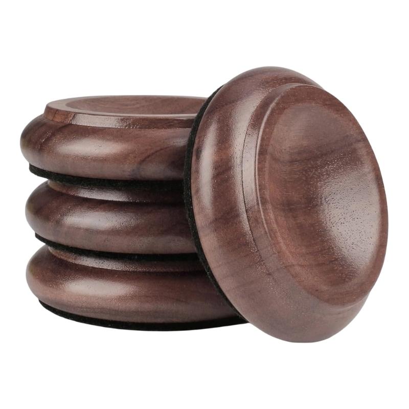 Floor Care Cups for Piano Wheels Solid Wood Set of 4 with Recessed Support Design and Bottom Pad for Indoor Floors