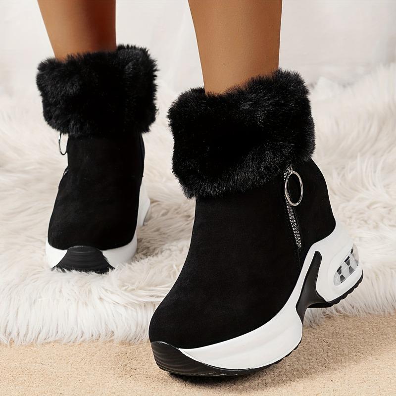 Snow Boots for Women,  Winter New Korean Version Suede Short Tube with Plush Insulation and Height Increasing Cotton Boots