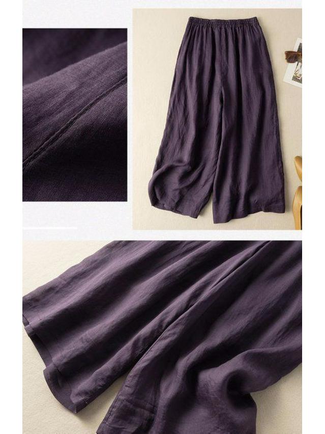 2026 New Women's High-Waisted Wide-Leg Skirt Pants - Breathable, Thin Cotton Linen for Summer
