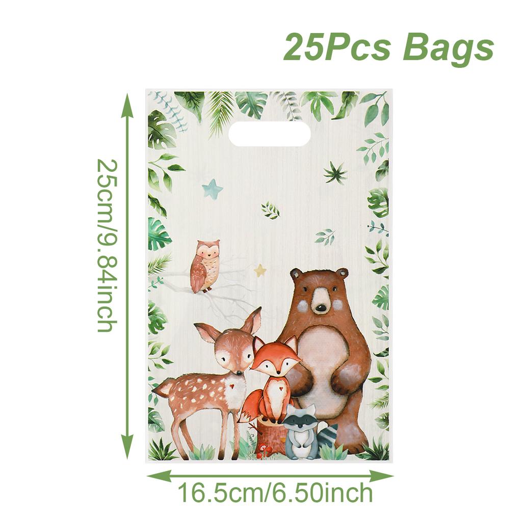 25/50pcs Jungle Safari Animals Gift Bag Handbags Kids Baby Shower Decor Forest Theme Happy Birthday Party Packaging Supplies