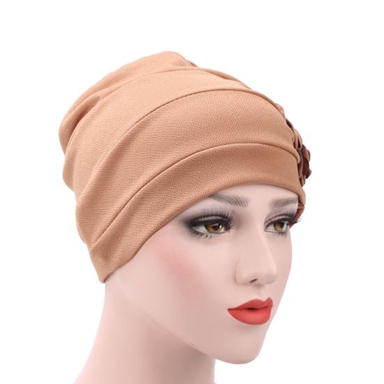 Women Rose Flowers Decor Beanie Cap Snood Hat Fashion Headwrap Headwear Gift
