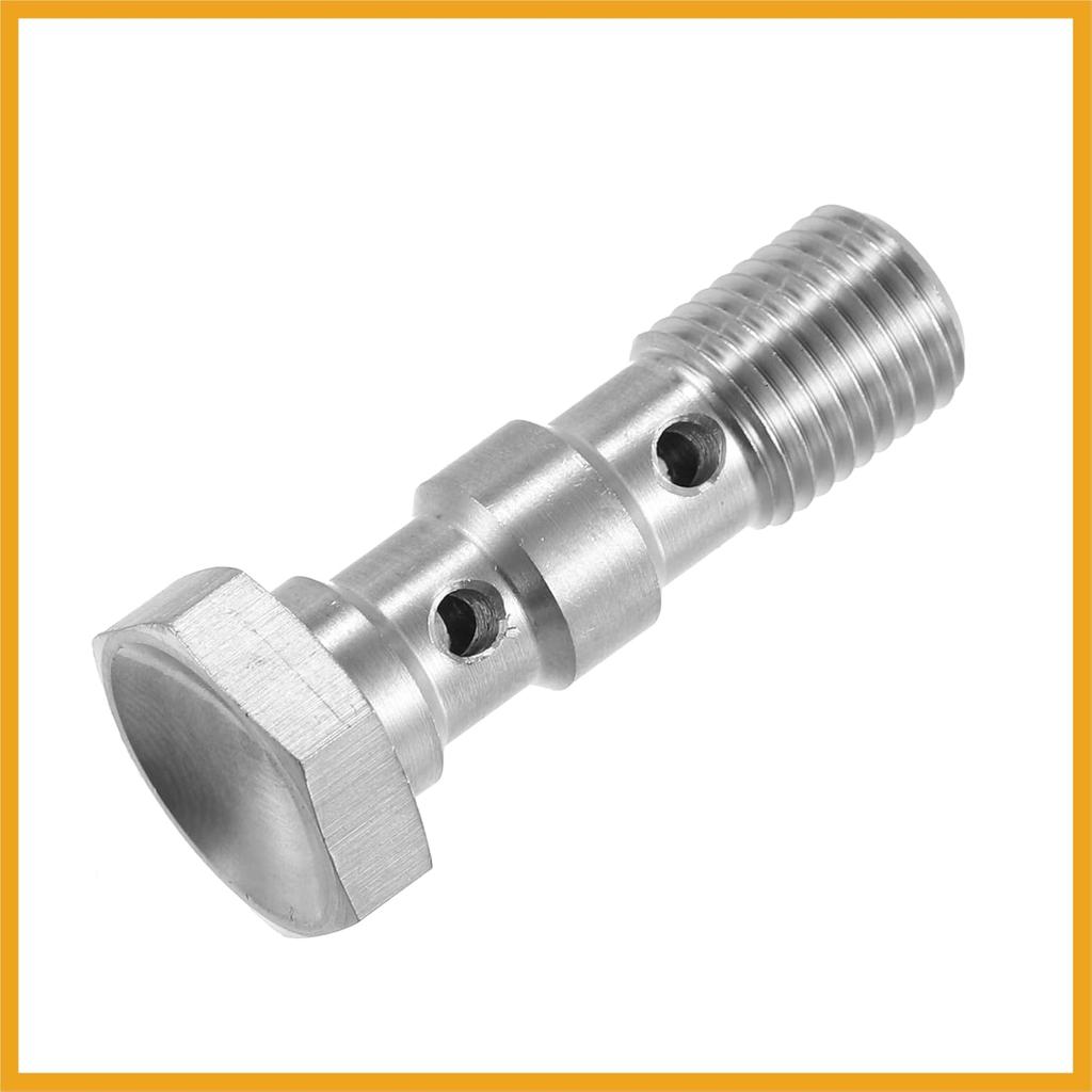 2pcs Stainless Steel AN3 3/8-24 Thread Turbo Brake Line Banjo Bolt with Copper Washers Double Banjo Bolt 31mm Length Replacement