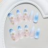 Three-dimensional Fresh Blue Gradual Change French Ice Through Lily Pearl Niche Removable Manicure Piece 24pc