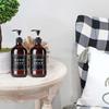 500ML 2 Τεμάχια Κεχριμπαρένι Επαναγεμιζόμενα Μπουκάλια Σαμπουάν και Conditioner Διανομείς Αφρόλουτου Μπουκάλι Σαπουνιού Μπουκάλι Λοσιόν Ντους Δοχείο Υγρού με Ετικέτες