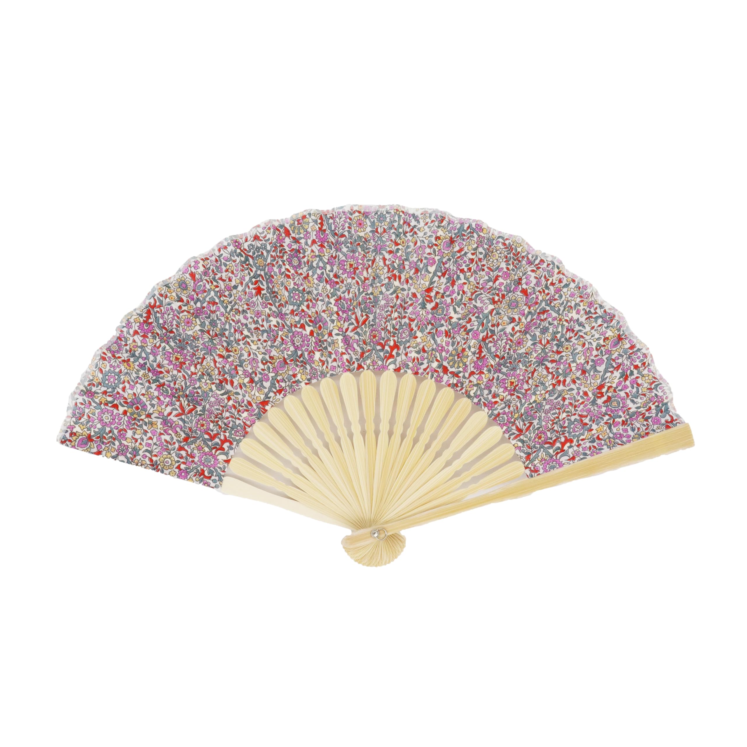 Kensei Ripple Folding Floral Red [Onishi Seihan] Women s Fan, 20cm, N19-A03, Pattern,