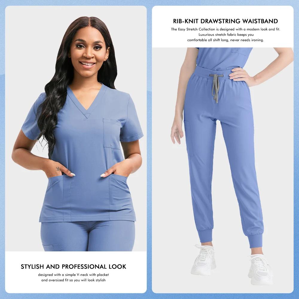 Nurse Scrubs New Set Classic Men Nurse Accessories Medical Uniform Surgical Dental Clinical Top Pants Lab Workwear Clothes
