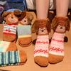 2 Paar kuschelige Plüsch-Dackel-Socken - Dicke warme Winter-Unisex- und -ähnliche weiche Pyjama-ähnliche Wadenhohe Socken mit süßem Dackel-Ohren- und Schwanz-Design