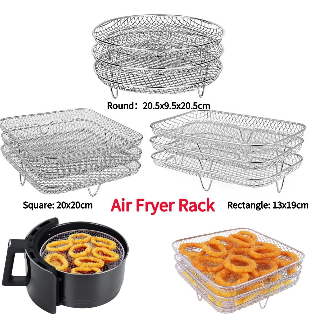 Griglia a 3 Livelli per Friggitrice ad Aria Impilabile Griglia per Grigliatura Acciaio Inossidabile Anticorrosione per Cucina di Casa Forno Vaporella Pentola Gadget