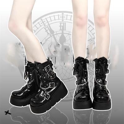 Punk Rock Style Short Boots Thick Sole Heightening Cos Subculture Cross Sweet Cool Babes Thick Sole Boots 2025 New