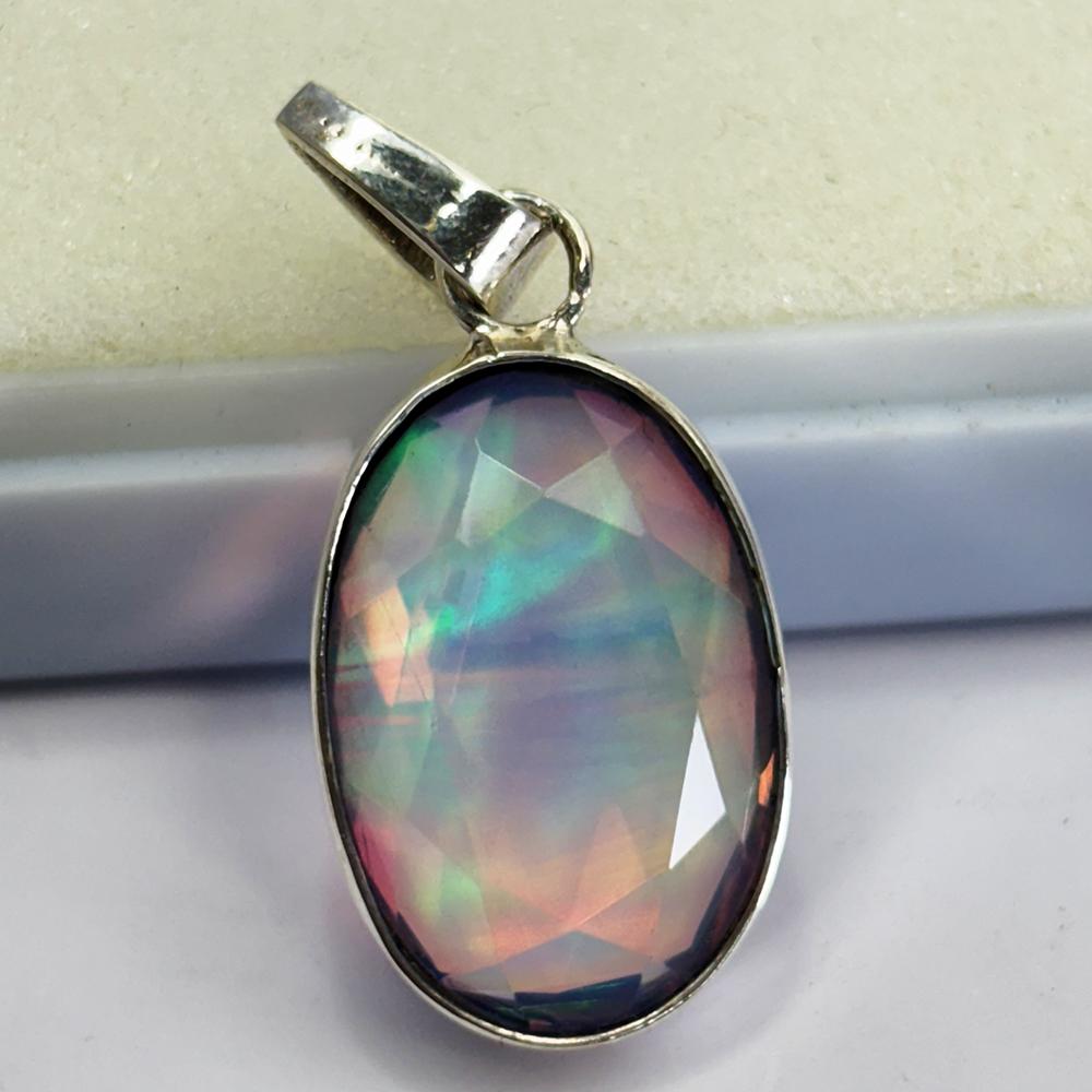 Natural Opal Pendant 23 ct Oval 925 Sterling Silver Gems October Birthstone for Gem Collections