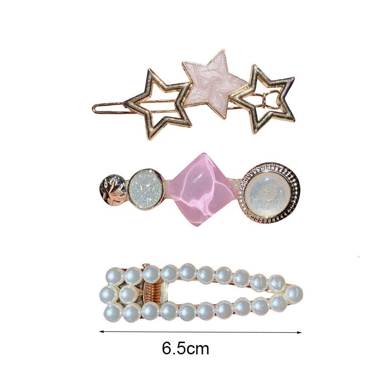 3pcs/Set Women Elegant Pearls Acrylic Geometric Hairpin Hair Clip Barrettes Fashion Hair Accessories