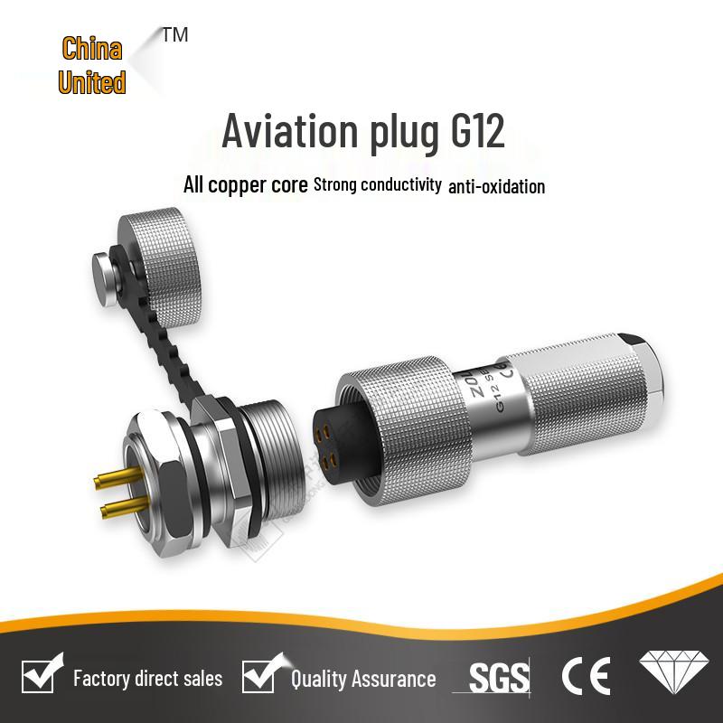 Zhonglian G12 Waterproof Aviation Connector: 2/3/4/5/6/7 Pin Male Socket & Female Plug