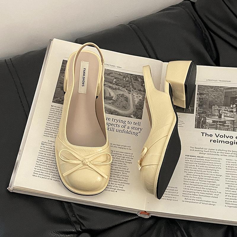 Bow thick heel bag head sandals women's summer new with skirt high-end fashion sandals tide