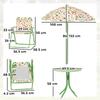 Garden Set for Children Ages 2-5 with Round Table, 2 Folding Chairs and an Umbrella, Green