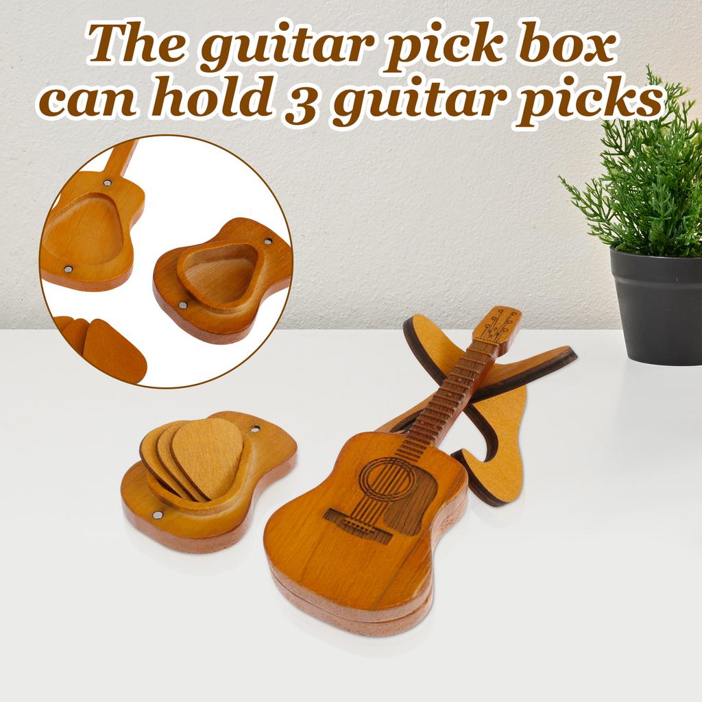Guitar Pick Case Wood Guitar Picks Holder with Stand Easy to Use Guitar Pick Storage Box Easy to Carry Guitar Pick Storage Box