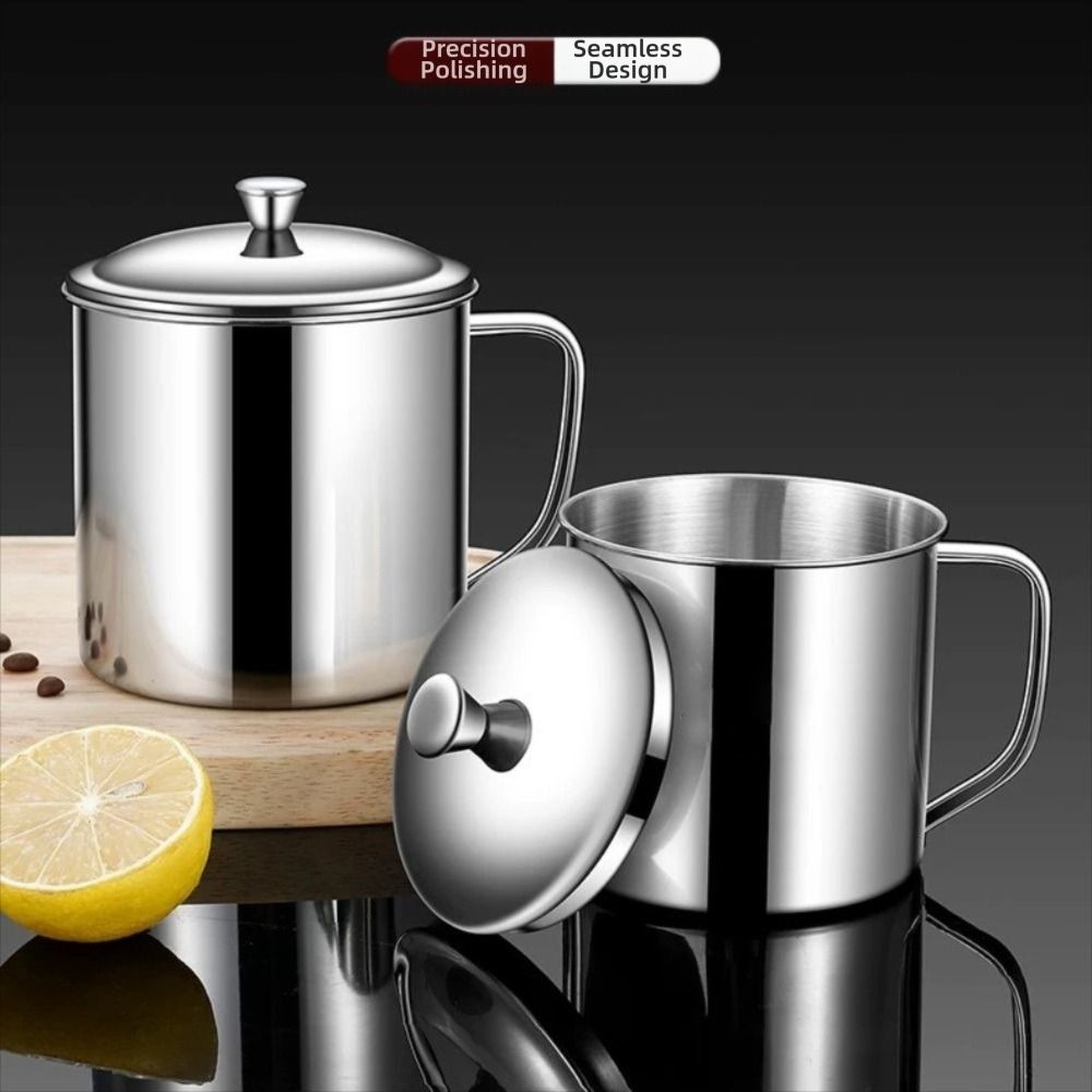 New 350-1250ml Mug 304 Stainless Steel With Lid Tea Cup Handle Design Water Cup Travel