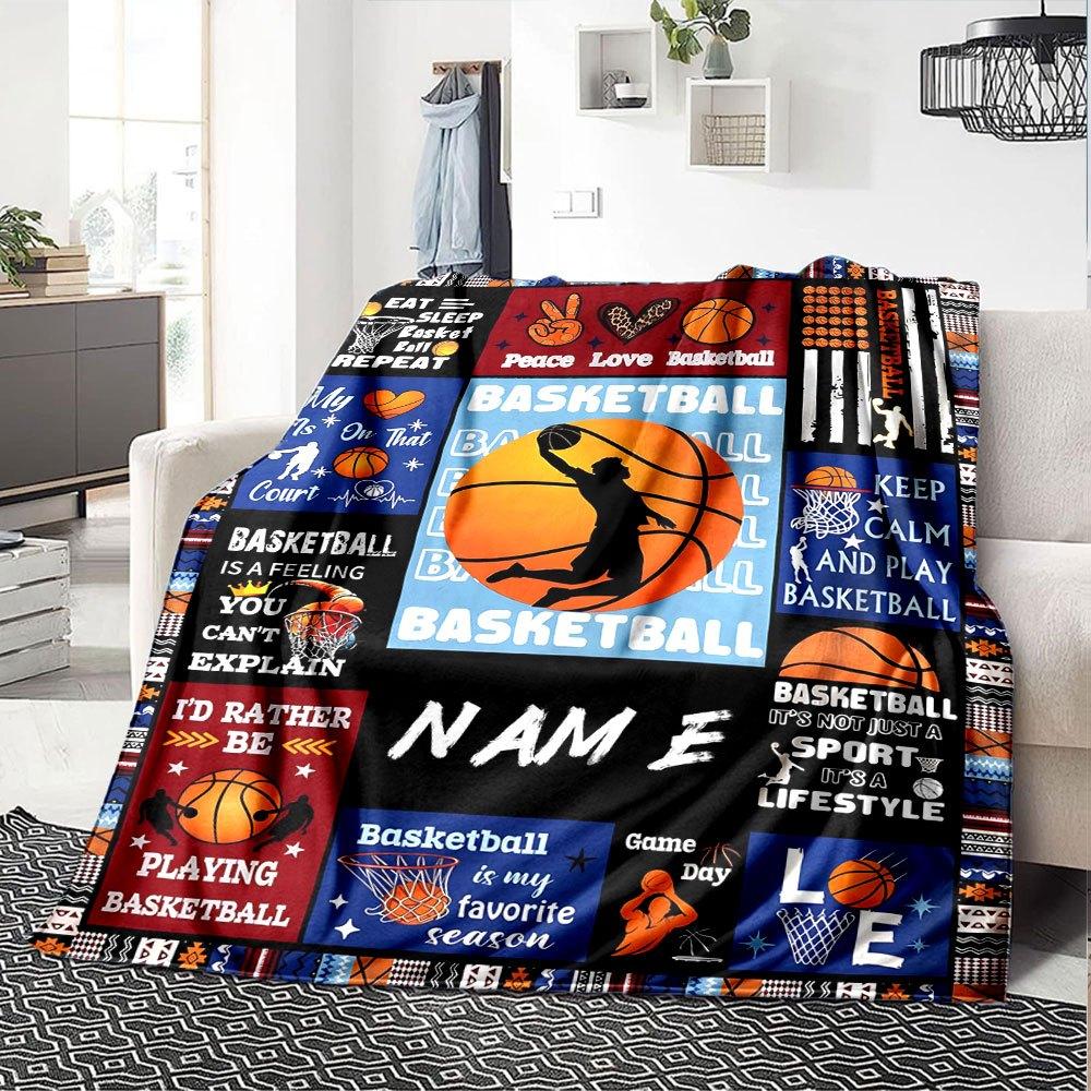 Passion For Basketball Lightweight Personalized Blanket Personalized Name Durable Comfort For Sofa Couch Office Bed Picnics Four Seasons Multipurpose