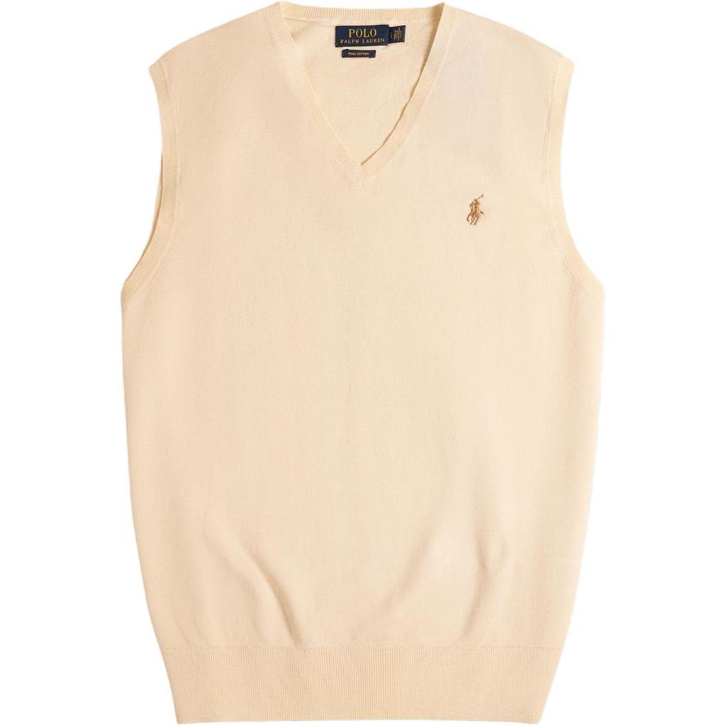 Polo Ralph Lauren Ss24 V-Neck Pony Logo Embroidered Sleeveless Vest Men Tops Beige 710560199-009