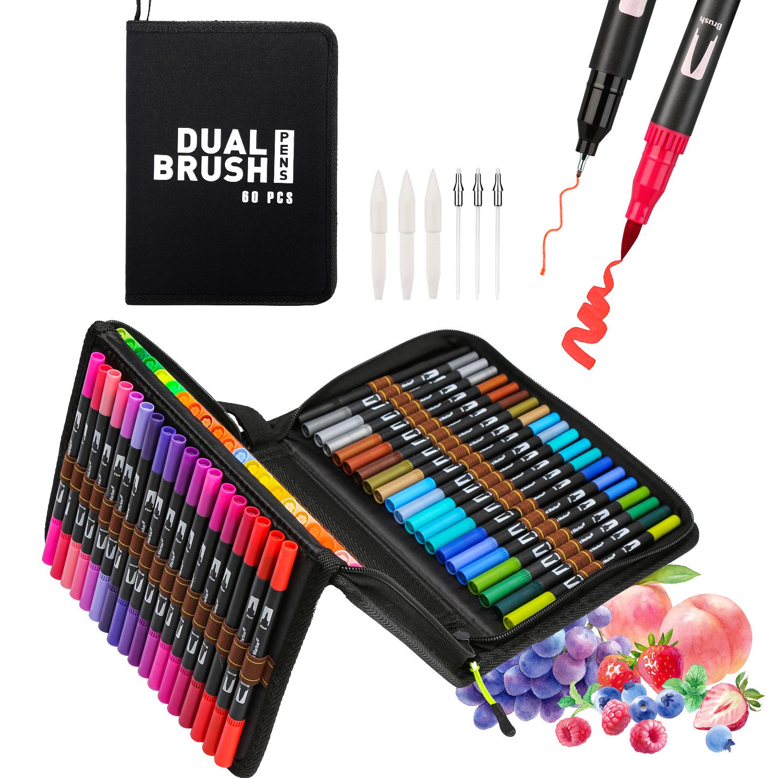 

120 Colors Washable Double-Ended Watercolor Brushes Set for Kids - Soft-Tip Pens for Kindergarten Painting