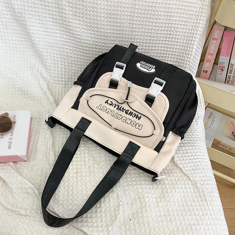 Color Block Shoulder Bag Women's Large Capacity Tote Bag Lightweight Handbag Student Crossbody Bag