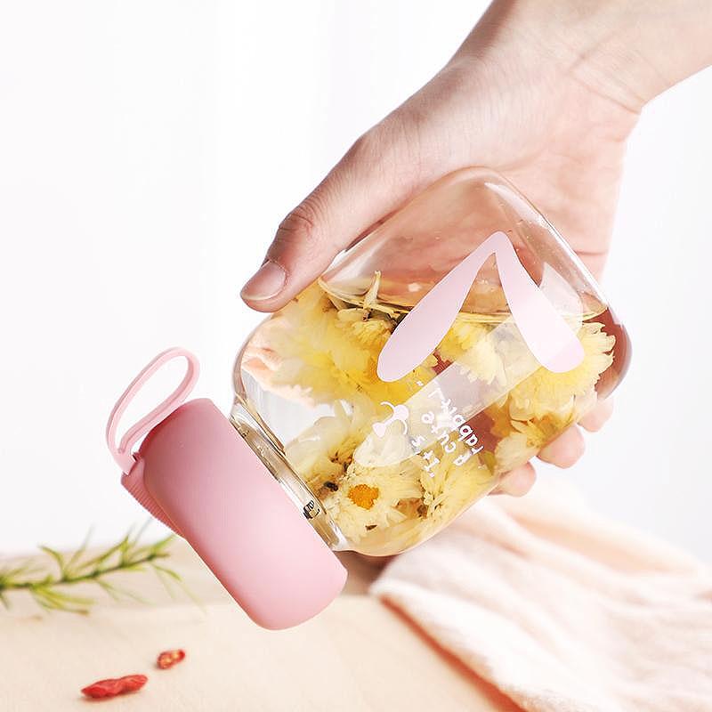 Heat-Resistant Borosilicate Glass Cup for Women - Cute, Portable, Transparent, Small Tea Brewing Cup