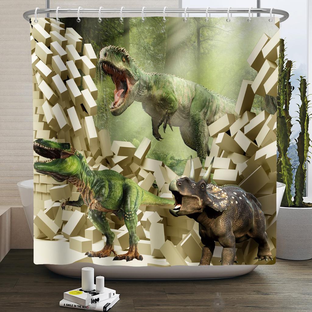 Funny Dinosaur Shower Curtain for Bathroom Cute Animal Cool Dinosaur Children Bathroom Curtain Waterproof Bath Curtain Decor