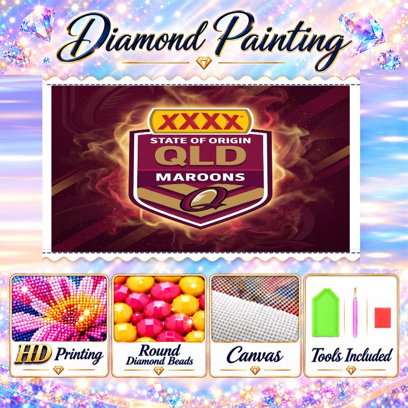 Queensland Maroons Diamond Painting Kit 5D Full Drill DIY Diamond Mosaic Wall Art Home Decor