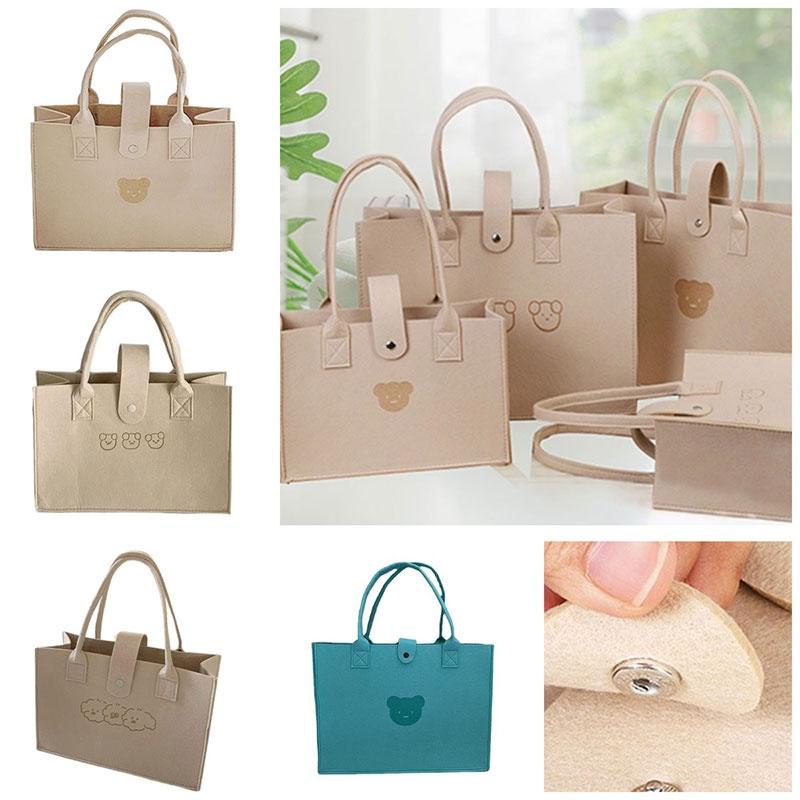 New Trendy Felt Bear Tote Bag Large Capacity And Minimalistic Design