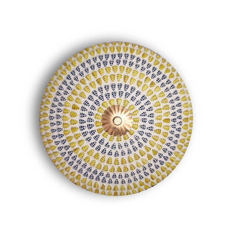 Mosaic Crafted Concentric Circle Pattern Glass Ceiling Light | Multicolour