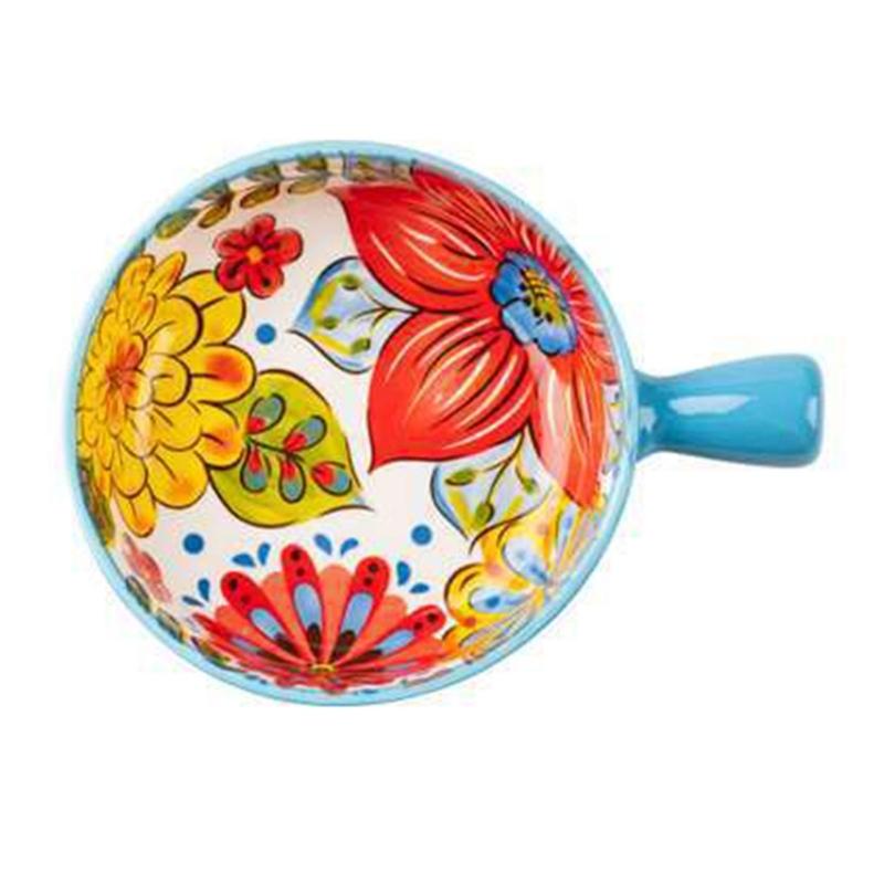 Bohemians Ceramic Handled Soup Bowl Serving Bowl Suitable for Oven and Microwave Safe Use Easy Cleaning Dishwasher Safe