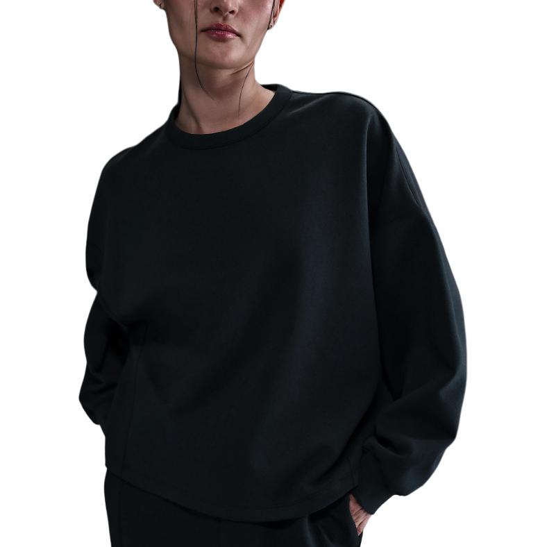 

Nike Solid Color Crew Neck Pullover Long Sleeve Loose Sweatshirt Women sweatshirt Black HQ8194-010 XL