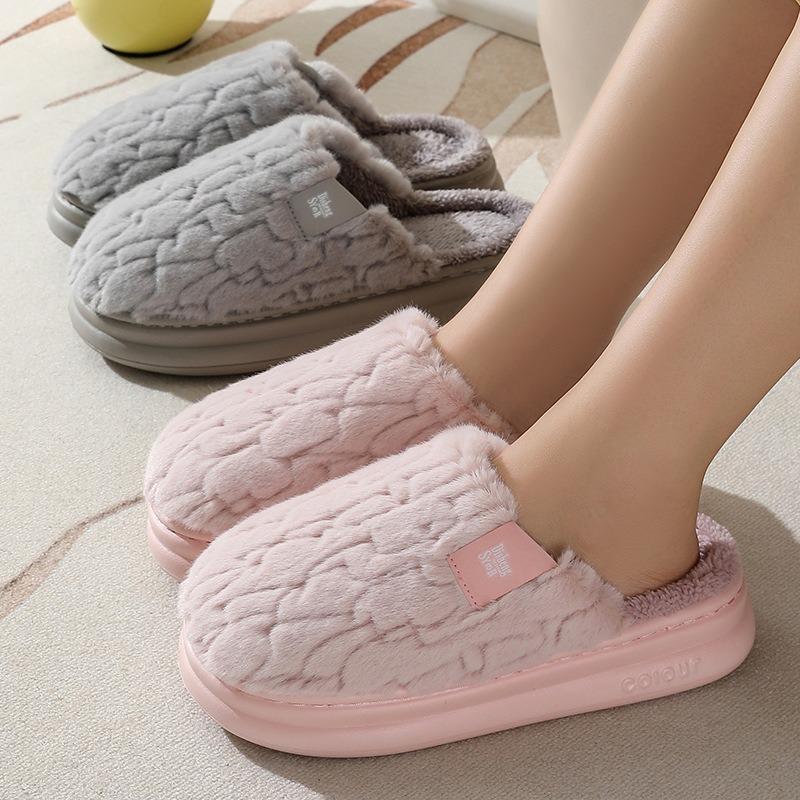 Thick bottom new warm non-slip cotton slippers women's autumn and winter home indoor men's and women's fluffy cotton slippers