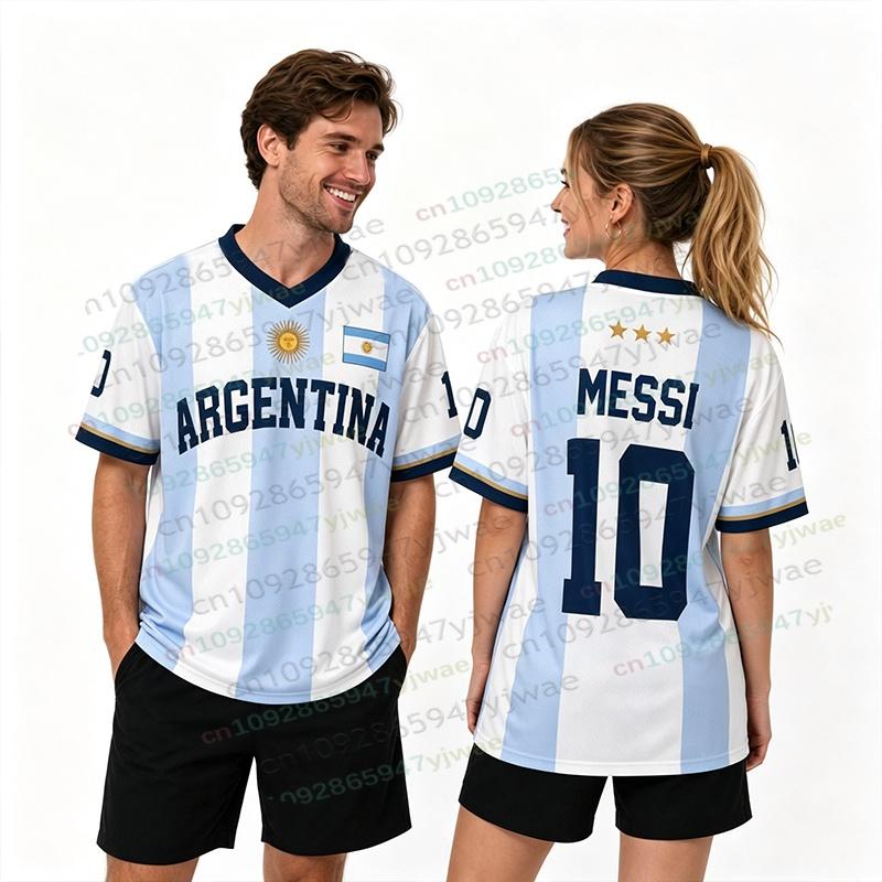 Summer Fashion GPT New Messi Graffiti Fan Sports T-shirt Daily Match Training Comfortable Parent-child Argentina Football Jersey