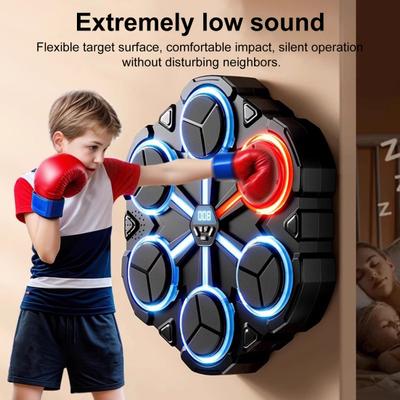 Yousheng Hudební boxerský stroj Nástěnný terč na box s Bluetooth LED počítadlem úderů Nastavitelné elektronické boxerské tréninkové podložky