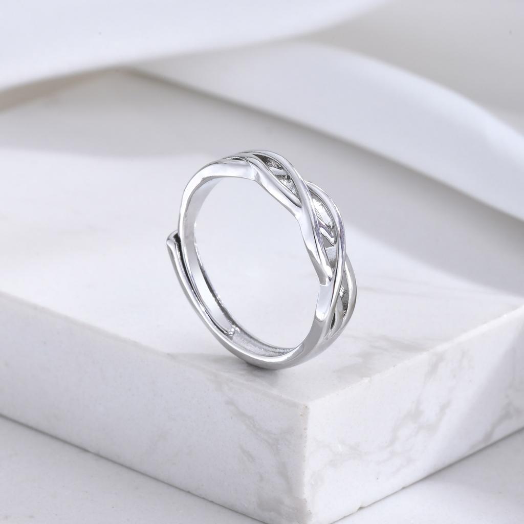 Fashion Twist Rings for Women,Silver Color Simple Stylish Girls Wedding Party Accessories,Daily Versatile Adjustable Jewelry