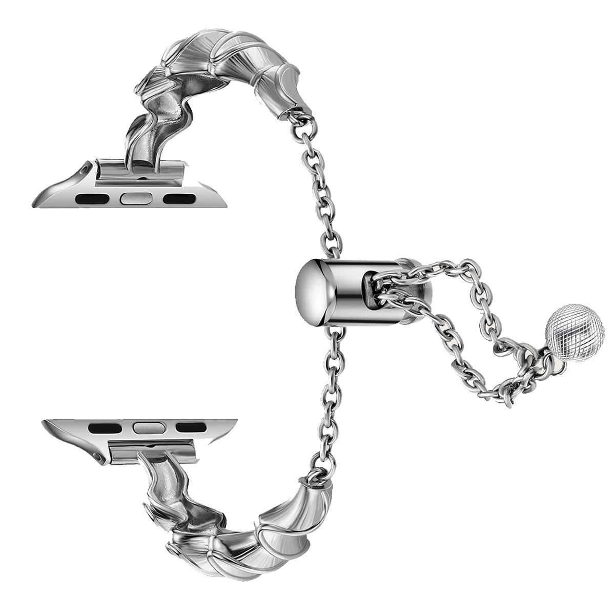 

Вощеный ремешок из коровьей кожи для Apple Watch Series 10 42 мм/9 8 7 41 мм/SE (2023) SE (2022) SE 6 5 4 40мм/3 2 1 38мм Металлический ремешок для смарт-часов в форме ленты Silver