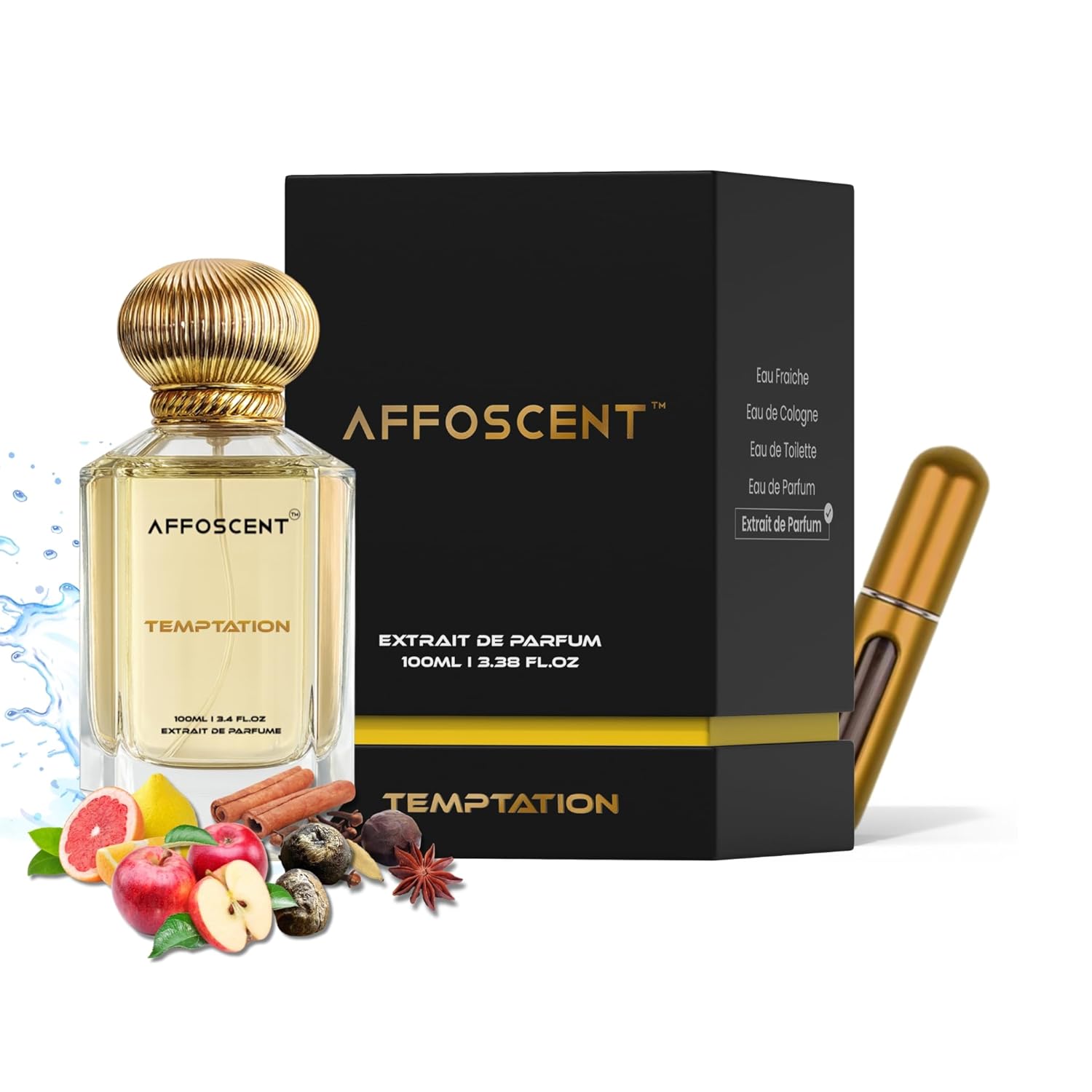 Temptation Men Perfume | 100 ml Luxury Extrait de Perfume with Apple, Citrus & Aquatic Notes | 100 ML