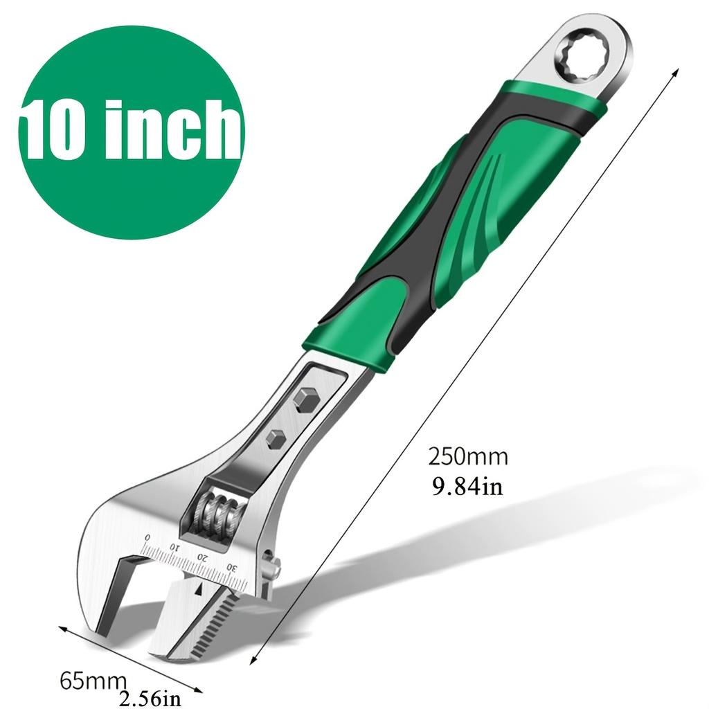 8/10/12Inch Adjustable Wrench Wide Jaw Opening Precise Jaw Design Grips Tight-Even in Tight Spaces
