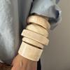 DIEZI New Fashion Hip Hop Beige Resin Acrylic Bangles Ethnic Geometric Wide Cuff Bangles For Women Men New Bracelet Jewelry
